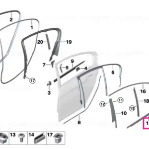 Window well strip, outer, door, rear rgt ALU SATINIERT - BMW Cumpărături sigure