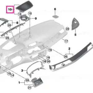 Calitate înaltă Trim difuzor central SCHWARZ - BMW