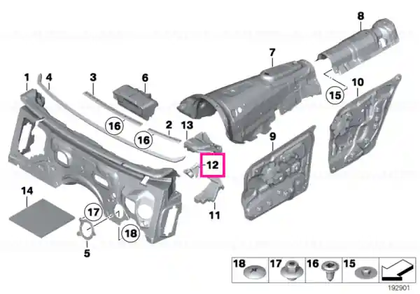 Reducere Sound insulation, left scuttle - BMW