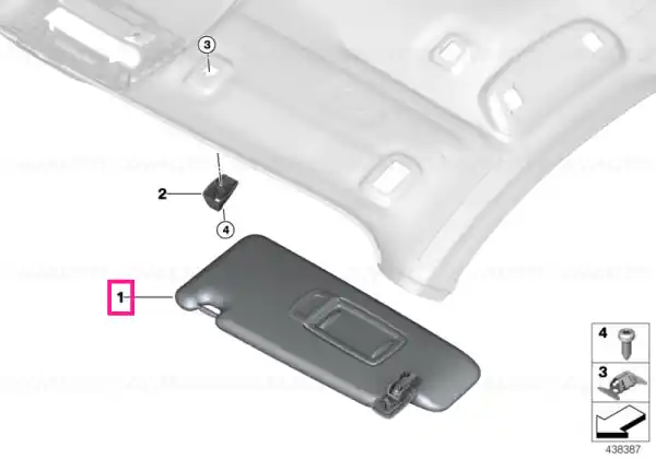 Retur ușor Sun visor with label, right EVERESTGRAU - BMW
