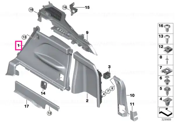 Reduceri Right front lugg.compartment trim panel ANTHRAZIT - BMW