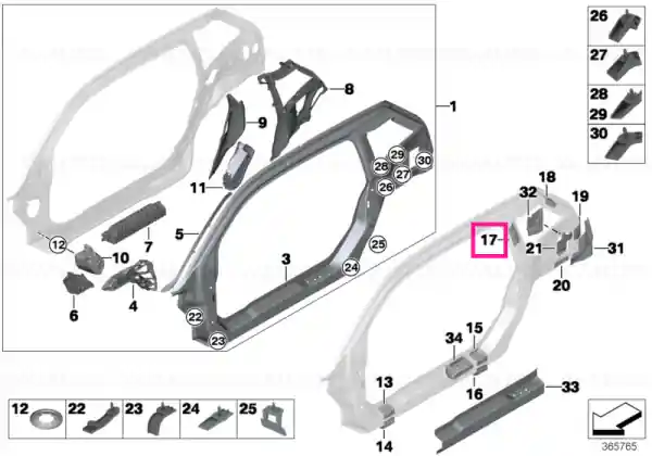 Cumpără online Reinforcement plate, C-pillar, left - BMW