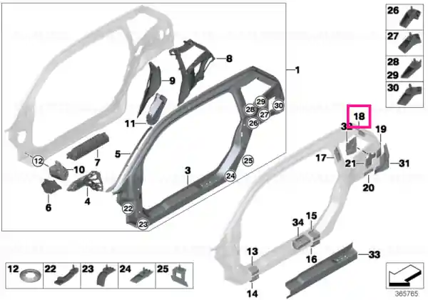 Reinforcement plate, D-pillar, left - BMW Premium