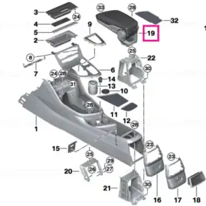 Centre armrest,telephone,w/dec.stitching SCHWARZ/BLAU - BMW Cumpără online