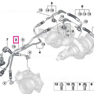 Coolant line, turbocharger supply line CYL. 5-8 - BMW Transport gratuit