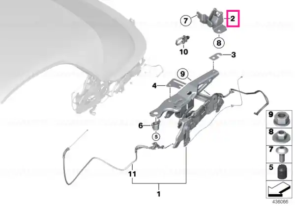 Right folding top flap hinge - BMW Popular
