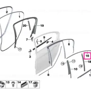 Cel mai vândut Finisher, window frame, top, door rr lt CHROME - BMW