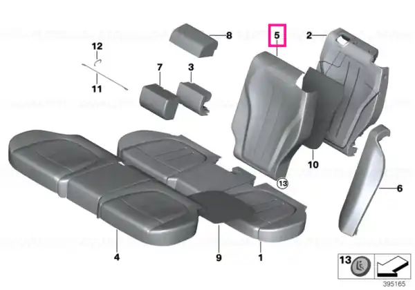 Reducere de preț Husă spătar piele stânga SCHWARZ - BMW
