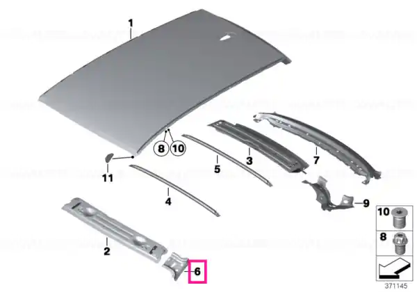 Right upper apron reinforcement - BMW Disponibil imediat