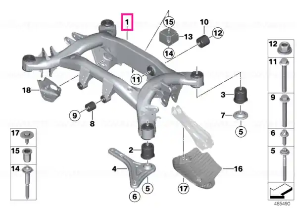 Retur ușor Rear axle carrier - BMW