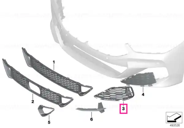 Cumpărături sigure Grille, air inlet, open, left - BMW