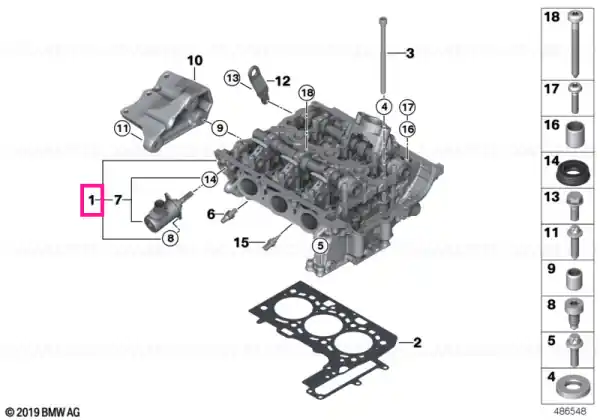 Cylinder head with valve gear - BMW Ieftin