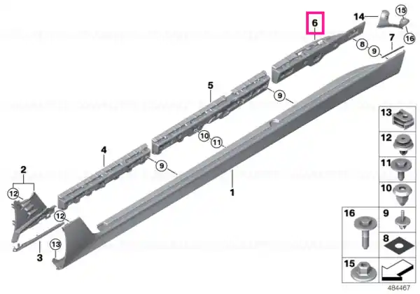 Retaining strip, sill, rear right - BMW Cel mai vândut