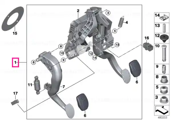 Complete pedal assembly - BMW Nu rata