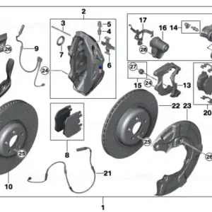 Discount Corp etrier roșu stânga 18"E M PERF. - BMW