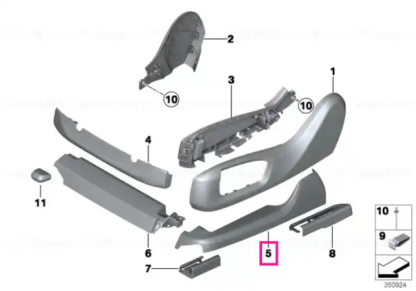 Discount Finisher, upper rail, exterior, right SCHWARZ - BMW