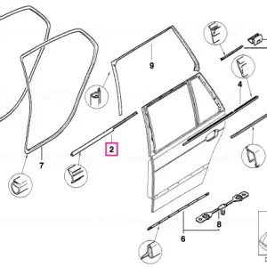 Waist rail trim strip, int. left rear CHROM - BMW Retur ușor