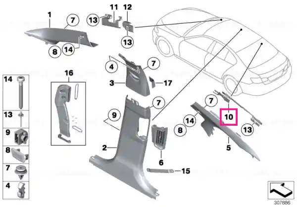 Retainer, C-pillar, upper left - BMW Ofertă exclusivă