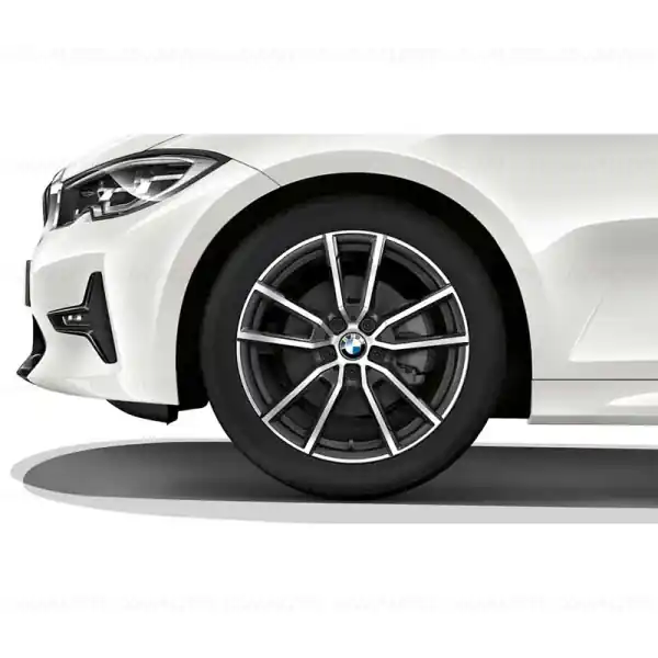 Set roți complete de vară - V-Spoke 780 (bright turned) cu anvelopa Goodyear Eagle F1 Asymmetric 3 ROF - 225/45R18 95Y XL - BMW Seria 3/4 G20/G21/G22/G23 Chilipir