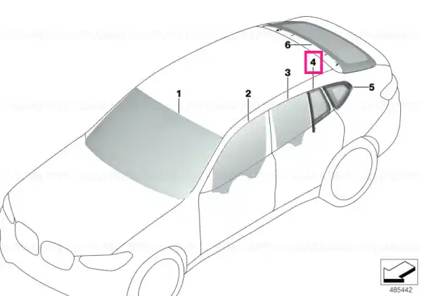 Cumpărături sigure Side window, fixed, door, rear left - BMW