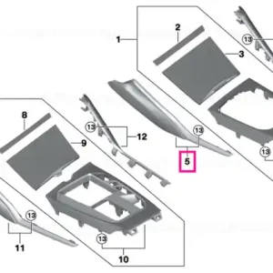 Center console trim, driver, accent chr. SCHWARZ - BMW Expediere rapidă