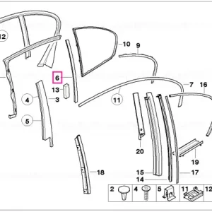 Transport gratuit Capac ghid geam dreapta GLANZSCHWARZ - BMW