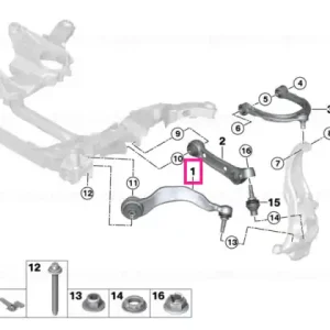 Reducere extra LEFT tension strut WITH RUBBER MOUNTING - BMW
