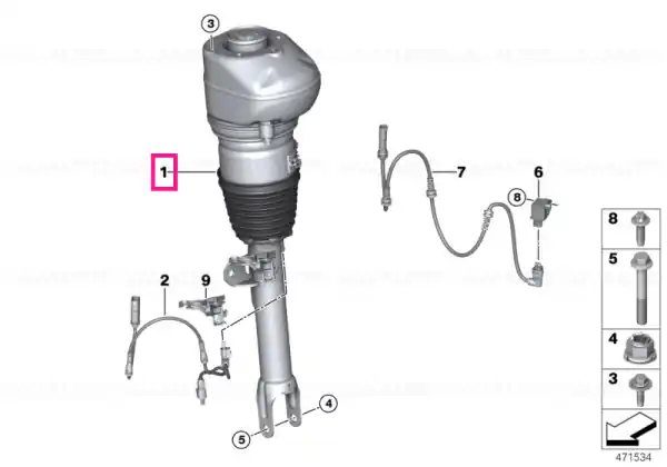 RP air suspension strut front right LOW - BMW Preț promoțional