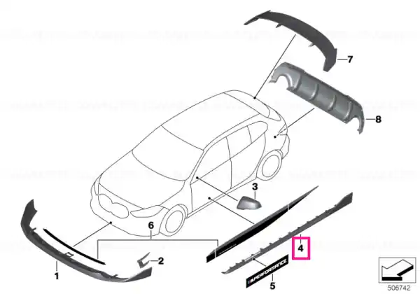 Cel mai vândut Sill attachm.part black high-gloss left M PERFORMANCE - BMW