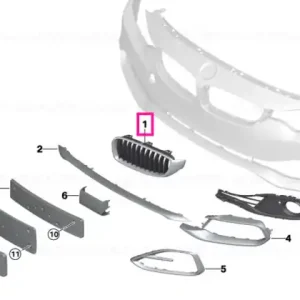 Comandă acum Grille, front, left SPORT SCHWARZ - BMW