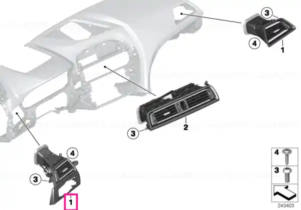 Discount Fresh air grille, right - BMW