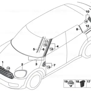 Bandă reținere ornament montant D dreapta - BMW - Mini Disponibil imediat