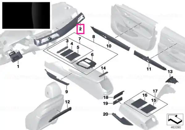 Discount Capac tablou bord dreapta SCHWARZ - BMW
