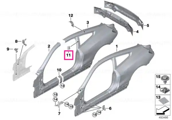 Reinforcement plate, B-pillar, left - BMW Discount