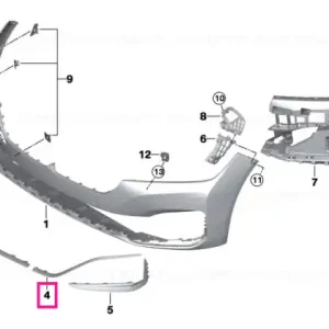 Vezi acum Protective rubber strip,rght frnt bumper PURE EXCELLENCE - BMW