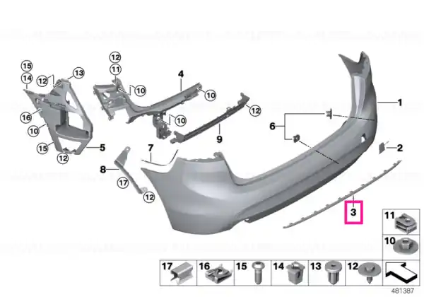 Cumpărături sigure Bandă trim spoiler spate BLACK - BMW