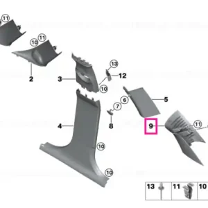 Expediere rapidă Capac coloană D stânga SATELLITE GREY - BMW - Mini