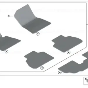 Cumpără acum Set covorase fata/spate, Velur, Indi Antracit cu cusatura Alba (ElfenbeinWeiss) - BMW X7 G07