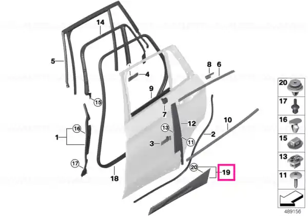 Retur ușor Protective strip rear door primed right -M- - BMW