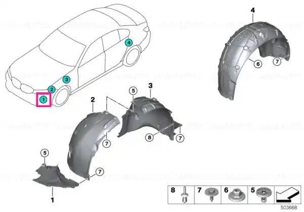 Reducere extra Capac carcasă roată, jos stânga - BMW