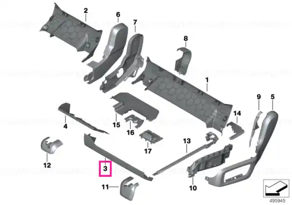 Retur gratuit Ornament grinda transversala spate SCHWARZ - BMW