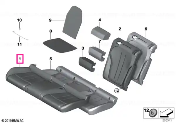 Chilipir Husă piele scaun spate SCHWARZ - BMW
