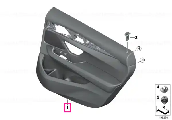 Comandă acum Door trim panel, rear, left ELFENBEINWEISS - BMW