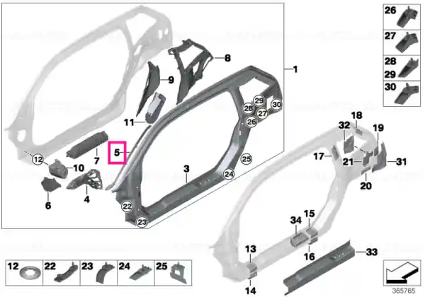 Reinforcement for A-pillar, outer right - BMW Cumpărături sigure