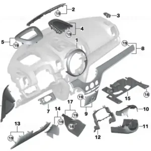 Ornament tablă bord exterior stânga - BMW - Mini Chilipir