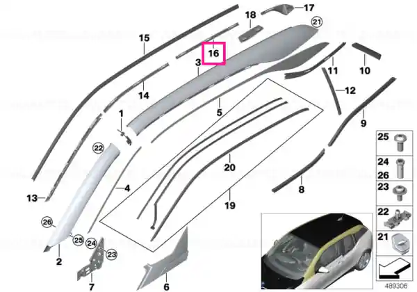 Retur gratuit Retaining strip, C-pillar, right - BMW