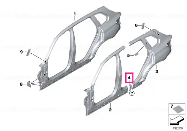 Reinforcement plate, sill, left - BMW Reducere de preț
