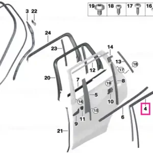 Window guide, left rear door - BMW Ieftin