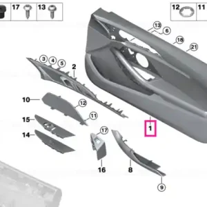 Retur gratuit Door trim panel left ELFENBEINWEISS - BMW