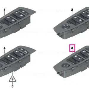 Bestseller Operating unit, switch module, door EVEREST-GRAU - BMW